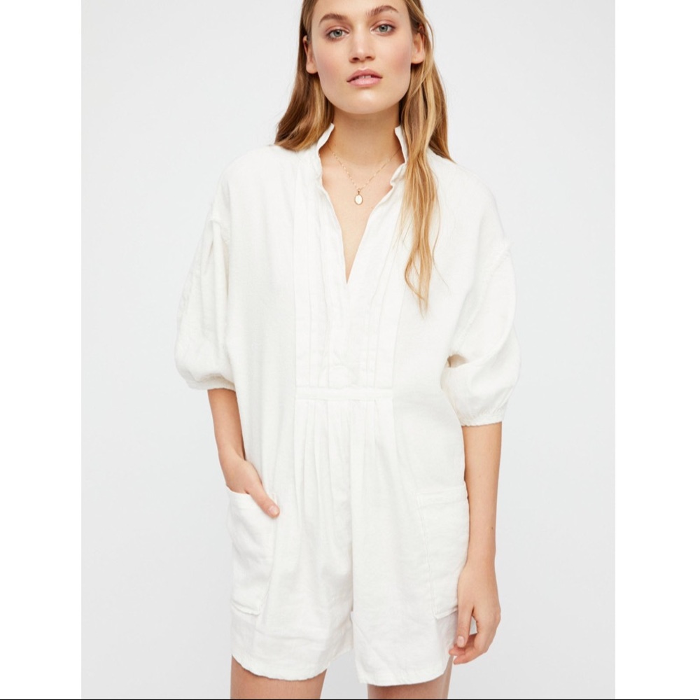 SOLD ON INSTA EUC | Free People Tomboy romper in white - Picture 2 of 6